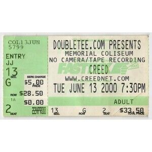Vintage 2000 Creed Sevendust Nickelback Ticket Stub Portland OR